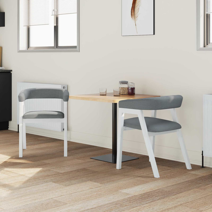 Eettafelstoelen 2 Pcs 54 X 57 X 73 Cm Massief Rubberhout Wit en grijs