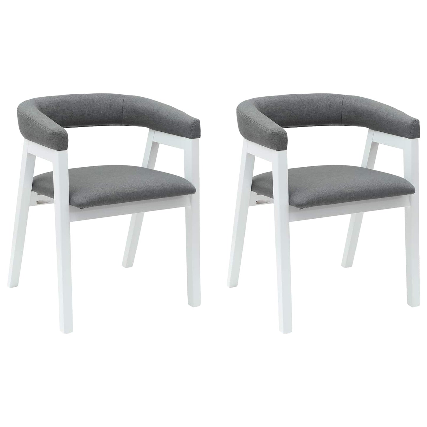 Eettafelstoelen 2 Pcs 54 X 57 X 73 Cm Massief Rubberhout Wit en grijs