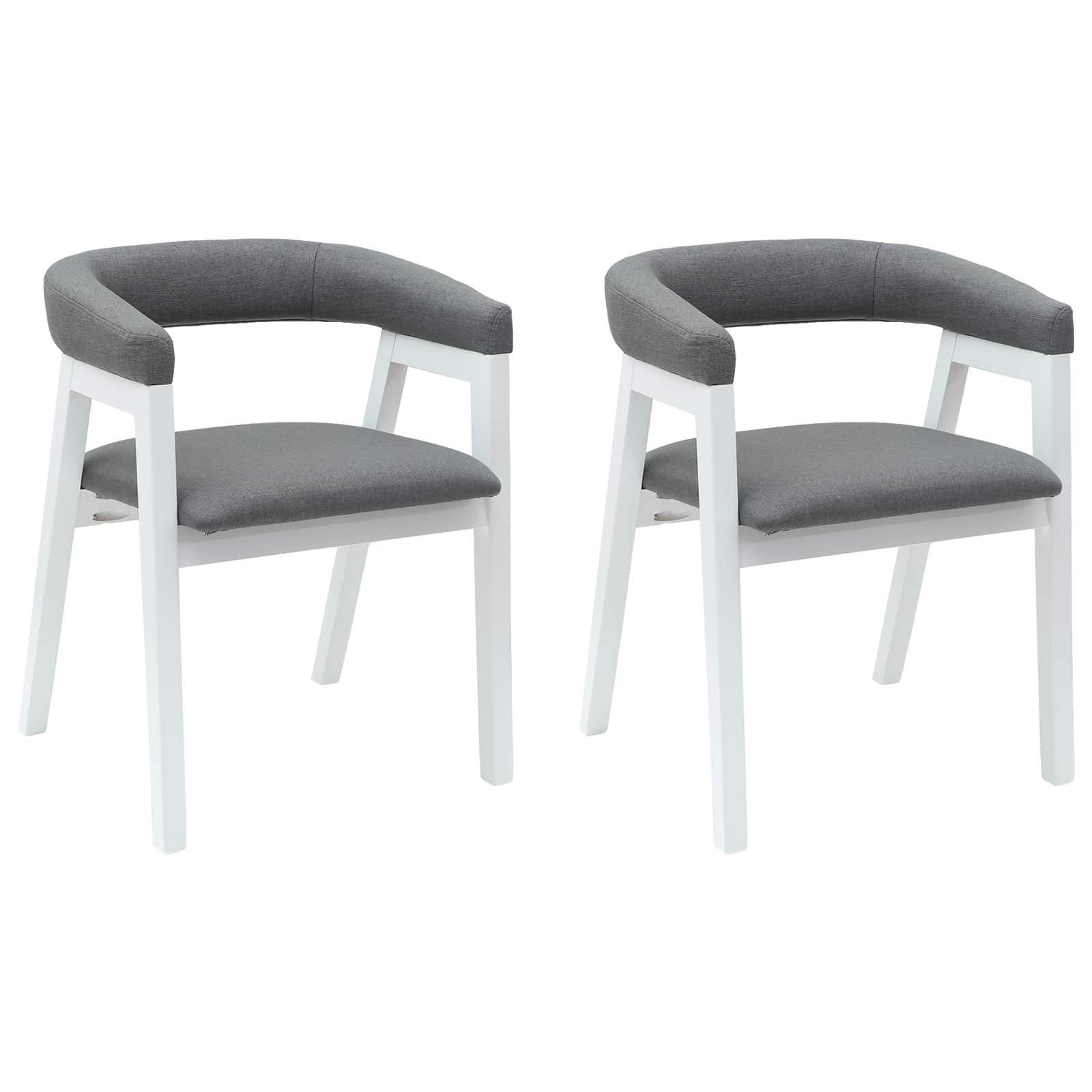 Eettafelstoelen 2 Pcs 54 X 57 X 73 Cm Massief Rubberhout Wit en grijs