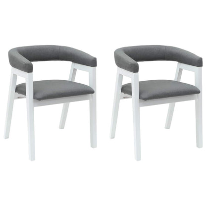 Eettafelstoelen 2 Pcs 54 X 57 X 73 Cm Massief Rubberhout Wit en grijs