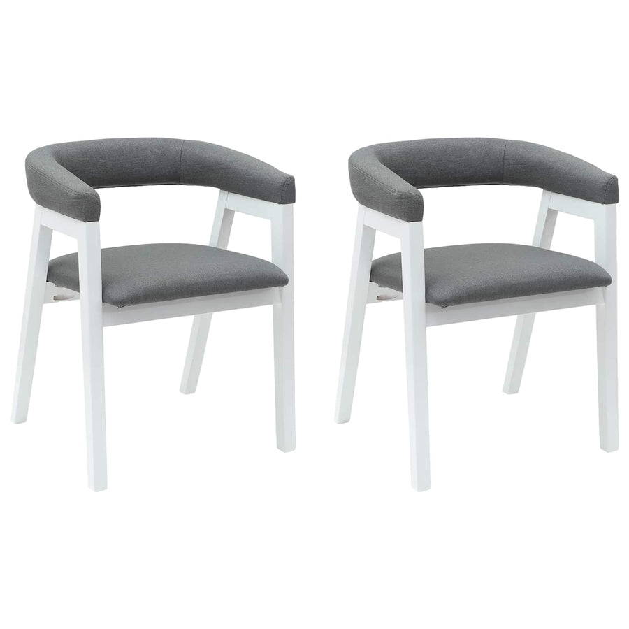 Eettafelstoelen 2 Pcs 54 X 57 X 73 Cm Massief Rubberhout Wit en grijs