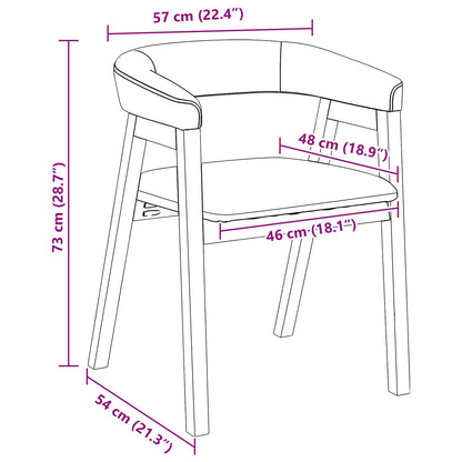 Eettafelstoelen 2 Pcs 54 X 57 X 73 Cm Massief Rubberhout Wit en grijs