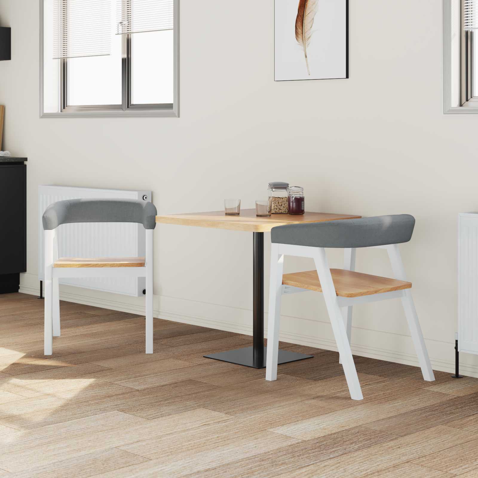 Eettafelstoelen 2 Pcs 54 X 57 X 73 Cm Massief Rubberhout wit en naturel