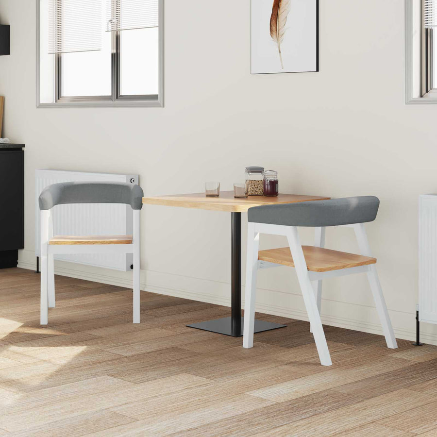 Eettafelstoelen 2 Pcs 54 X 57 X 73 Cm Massief Rubberhout wit en naturel
