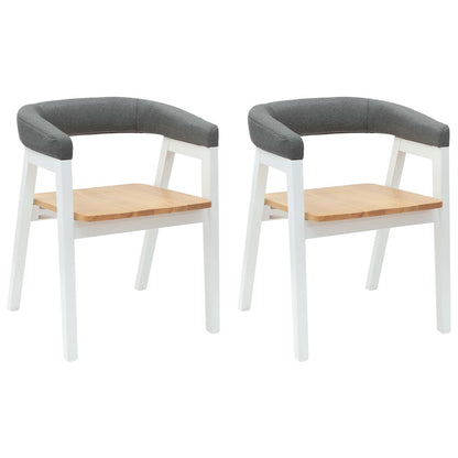 Eettafelstoelen 2 Pcs 54 X 57 X 73 Cm Massief Rubberhout wit en naturel
