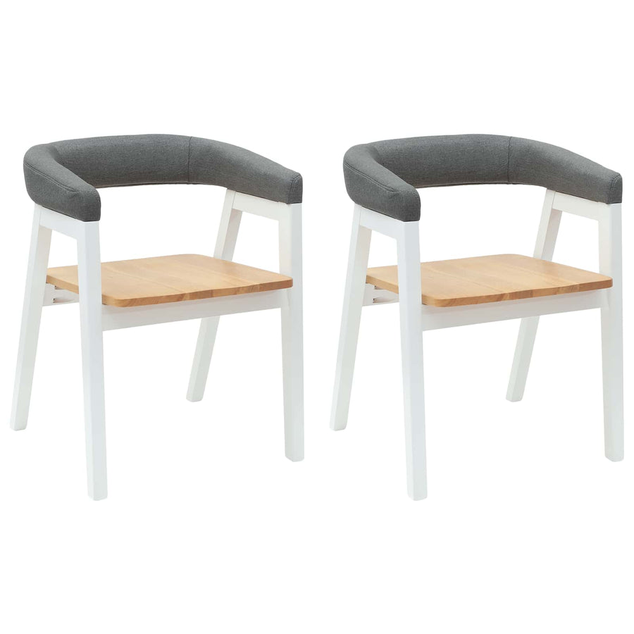 Eettafelstoelen 2 Pcs 54 X 57 X 73 Cm Massief Rubberhout wit en naturel