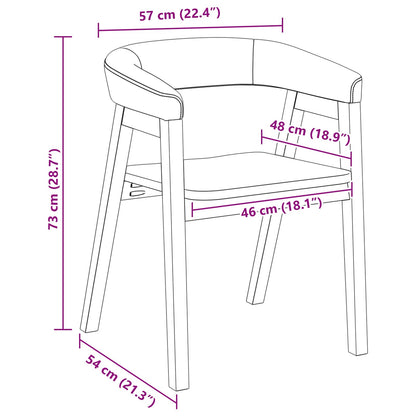 Eettafelstoelen 2 Pcs 54 X 57 X 73 Cm Massief Rubberhout wit en naturel