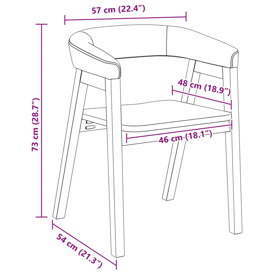 Eettafelstoelen 2 Pcs 54 X 57 X 73 Cm Massief Rubberhout wit en naturel
