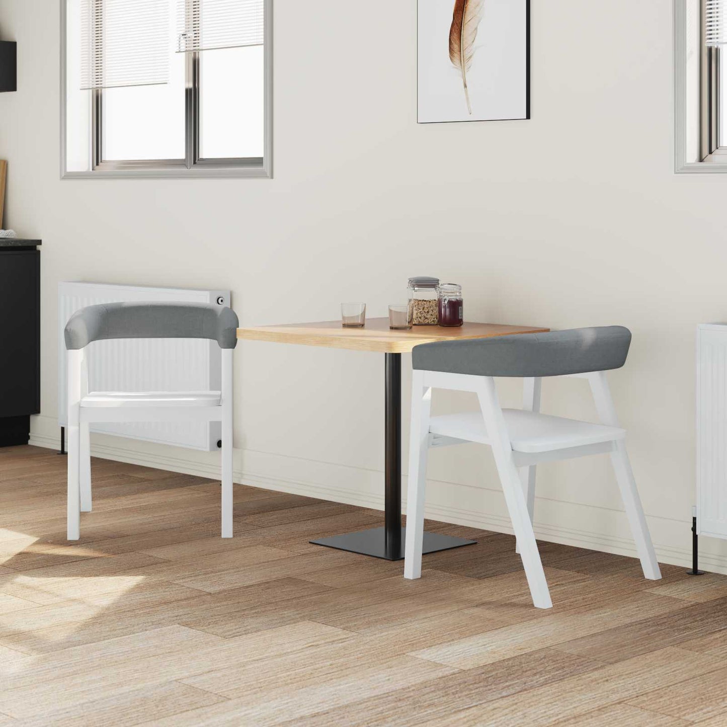 Eettafelstoelen 2 Pcs 54 X 57 X 73 Cm Massief Rubberhout Wit