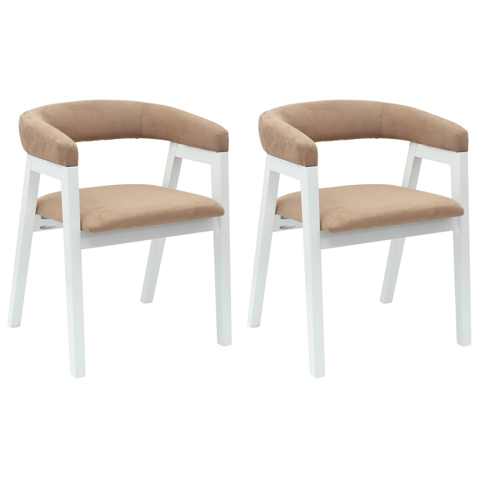 Eettafelstoelen 2 Pcs 54 X 57 X 73 Cm Massief Rubberhout Wit en bruin