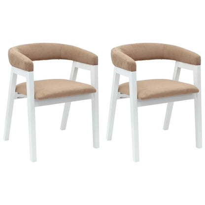 Eettafelstoelen 2 Pcs 54 X 57 X 73 Cm Massief Rubberhout Wit en bruin