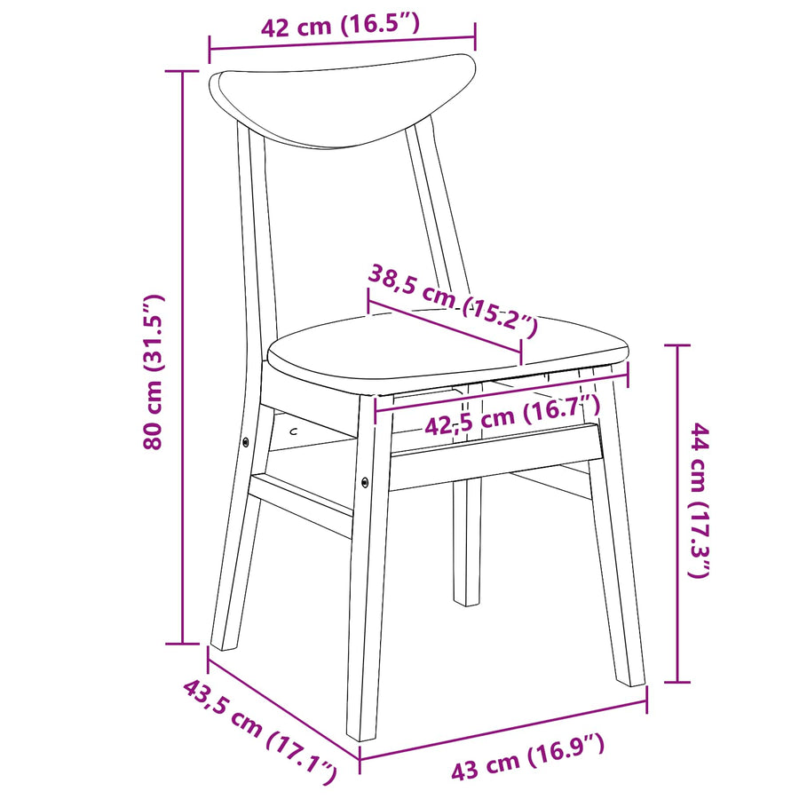 Eettafelstoelen 2 pcs Licht Bruin 42 x 47.5 x 81 cm