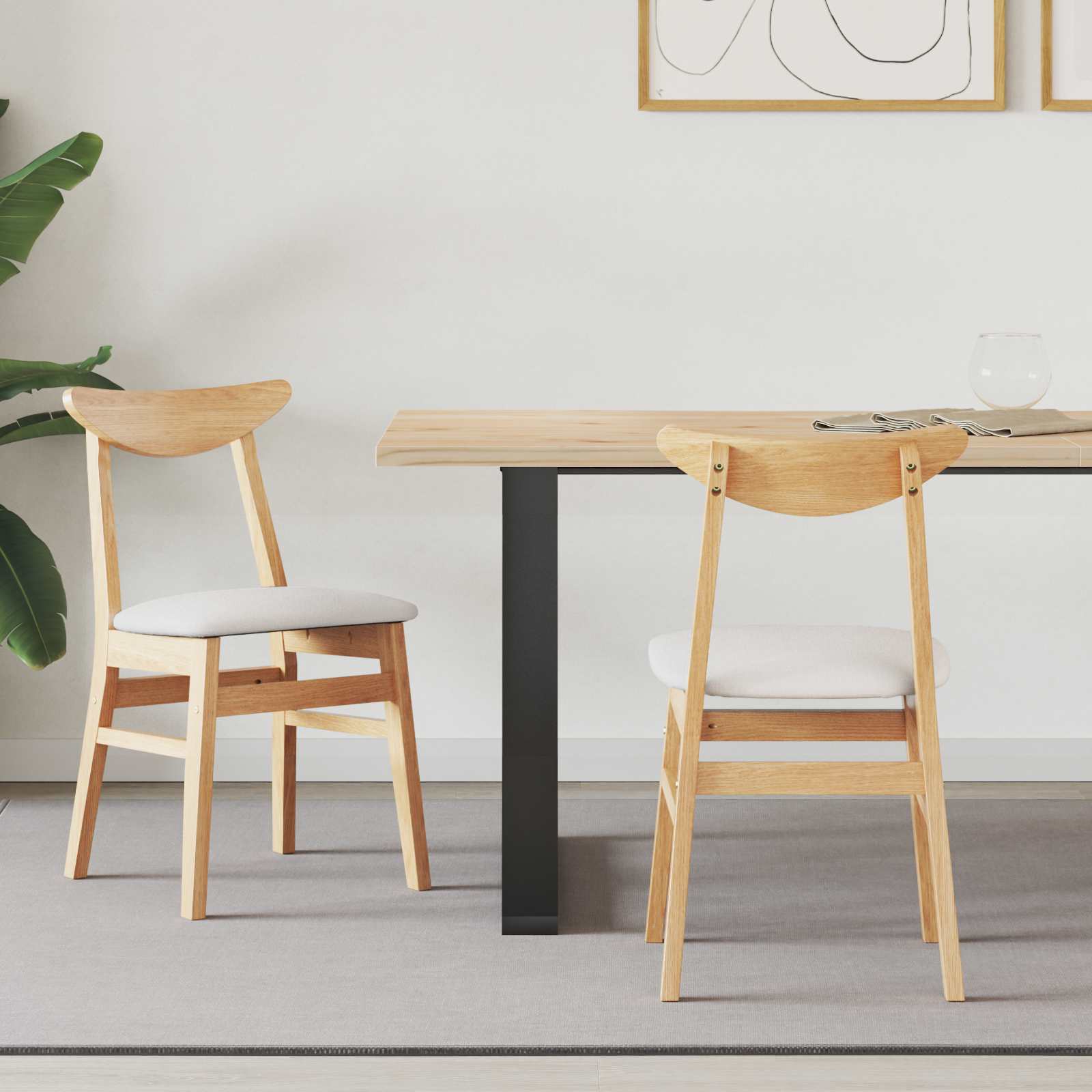 Eettafelstoelen 2 pcs Naturel 42 x 47.5 x 81 cm