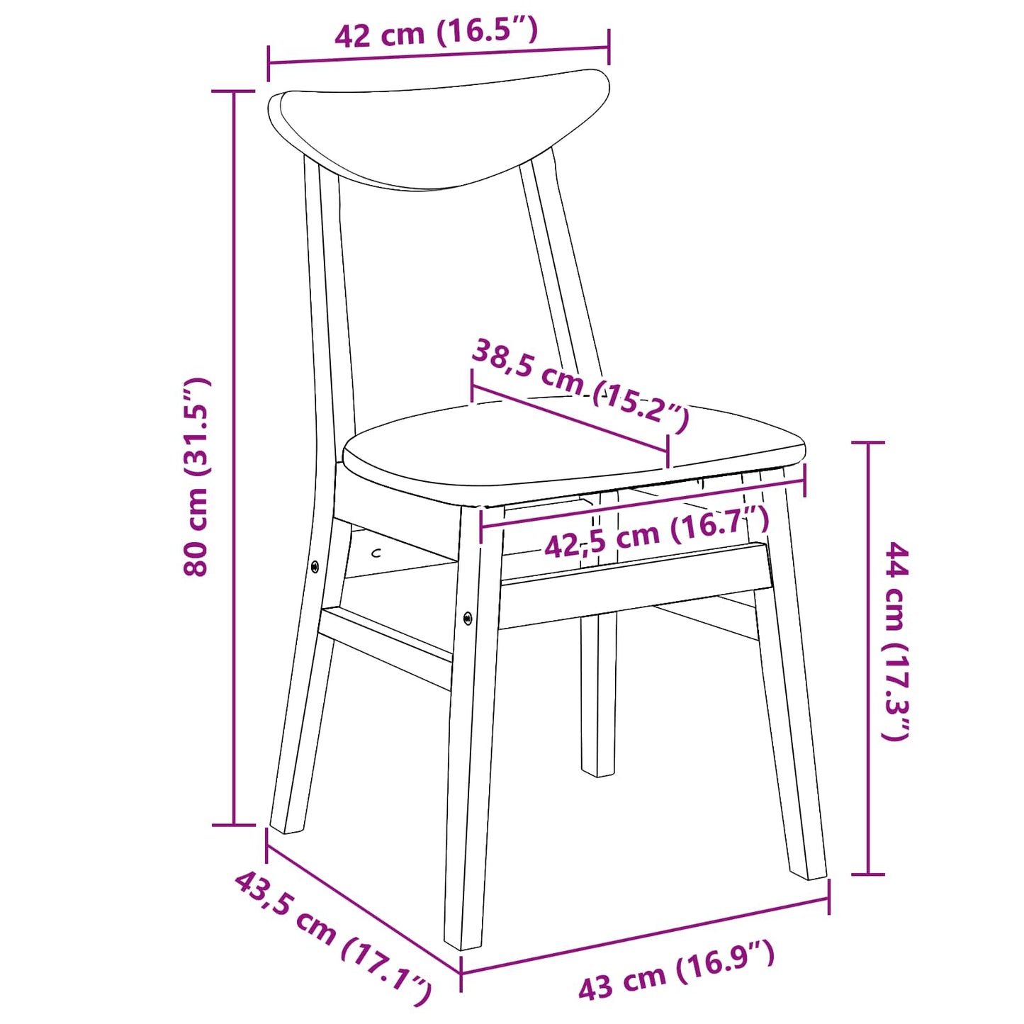 Eettafelstoelen 2 pcs Naturel 42 x 47.5 x 81 cm