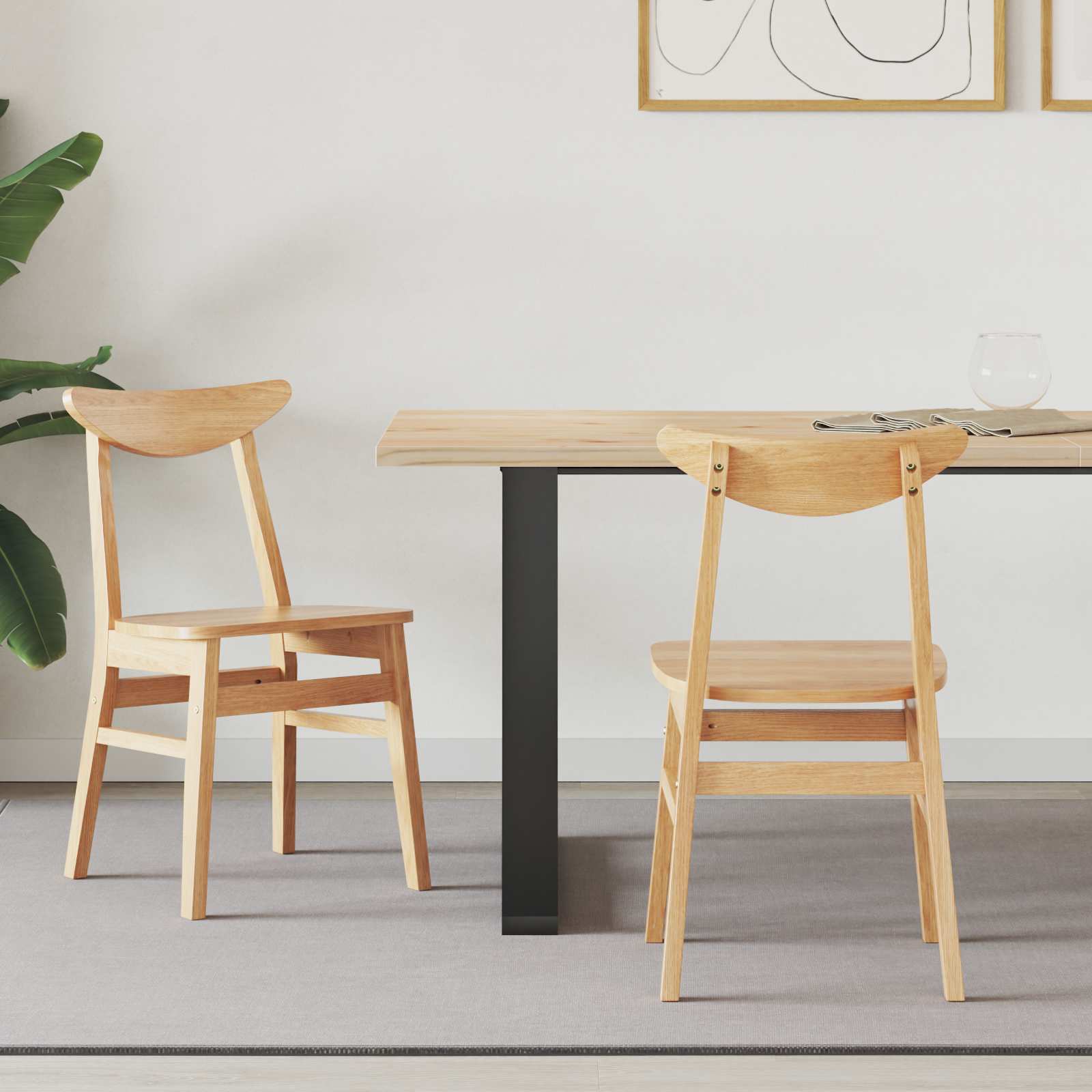 Eettafelstoelen 2 pcs Naturel 42 x 47.5 x 81 cm