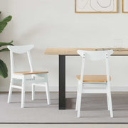 Eettafelstoelen 2 stuks massief rubberhout wit 42x47.5x81 cm