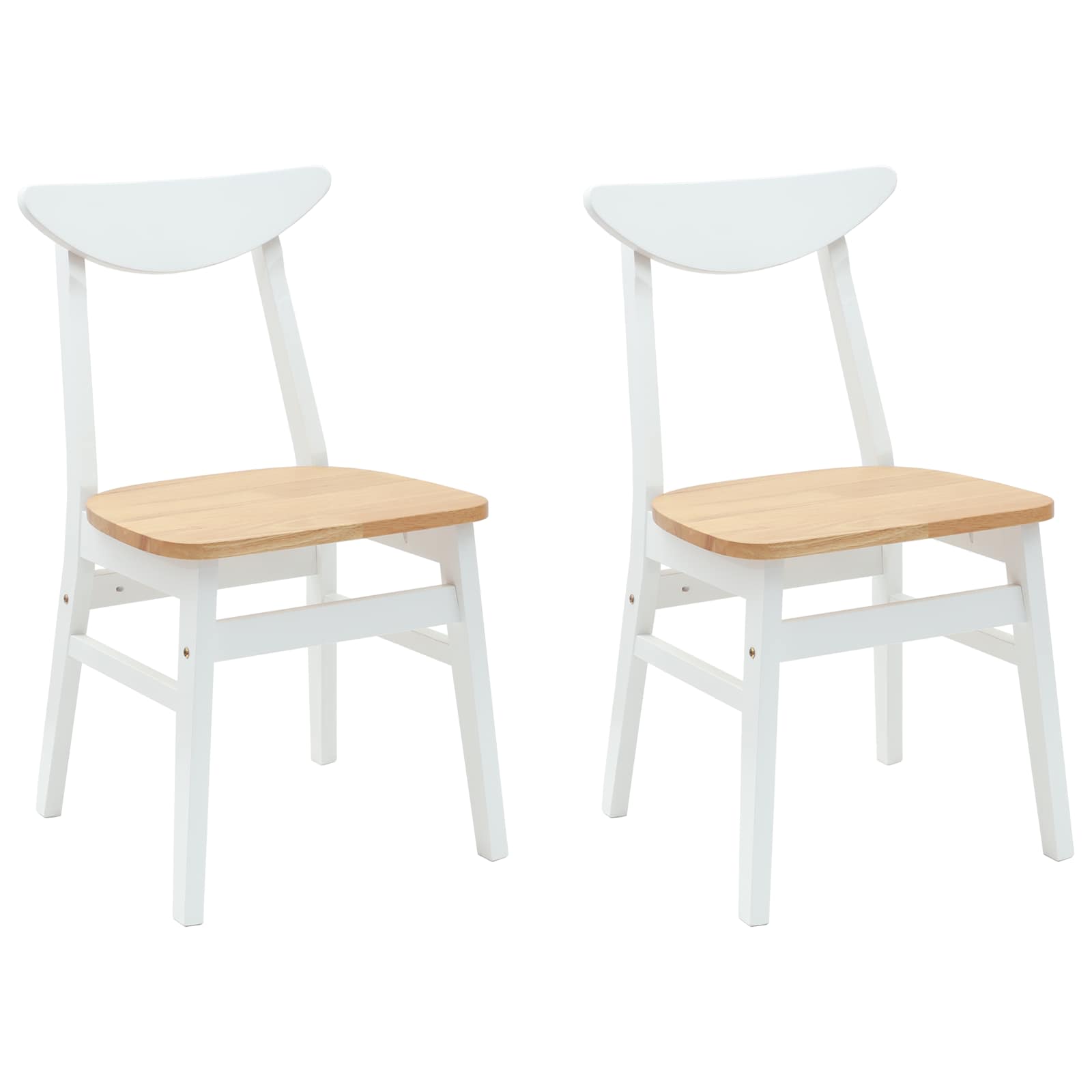 Eettafelstoelen 2 pcs Wit 42 x 47.5 x 81 cm Massief Rubberhout