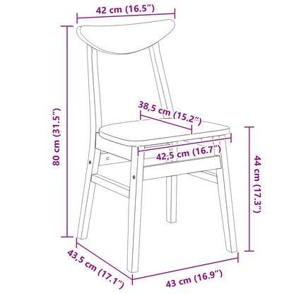 Eettafelstoelen 2 pcs Wit 42 x 47.5 x 81 cm Massief Rubberhout
