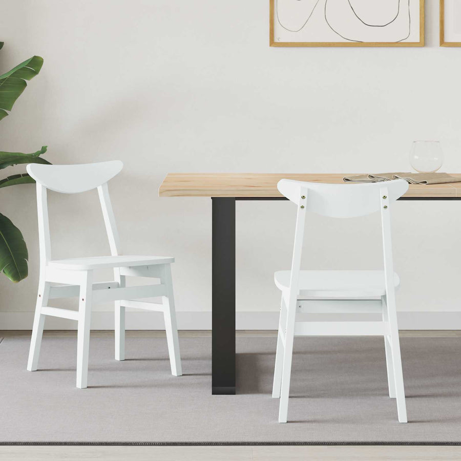 Eettafelstoelen 2 pcs Wit 42 x 47.5 x 81 cm Massief Rubberhout