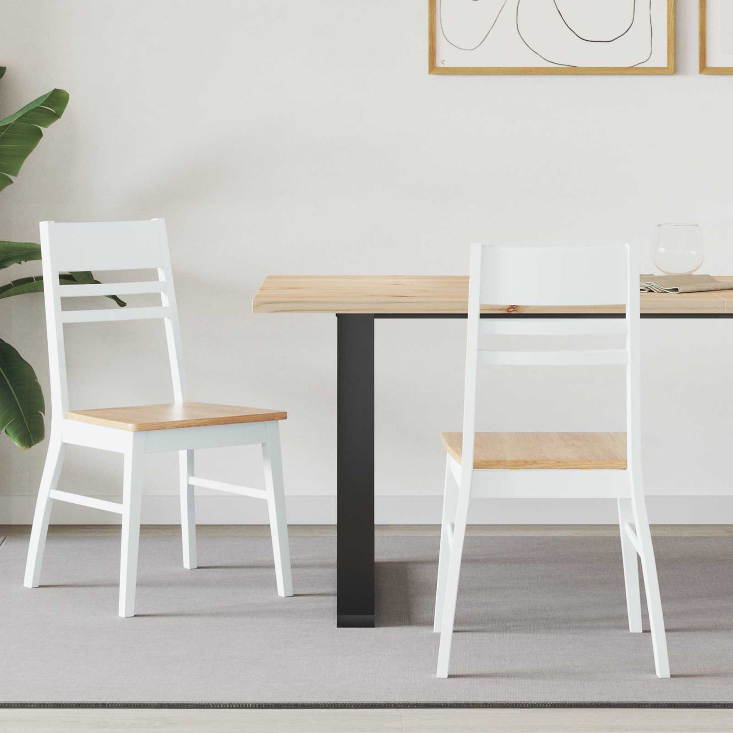 Eettafelstoelen 2 pcs Wit 43 x 54 x 89 cm Massief Rubberhout