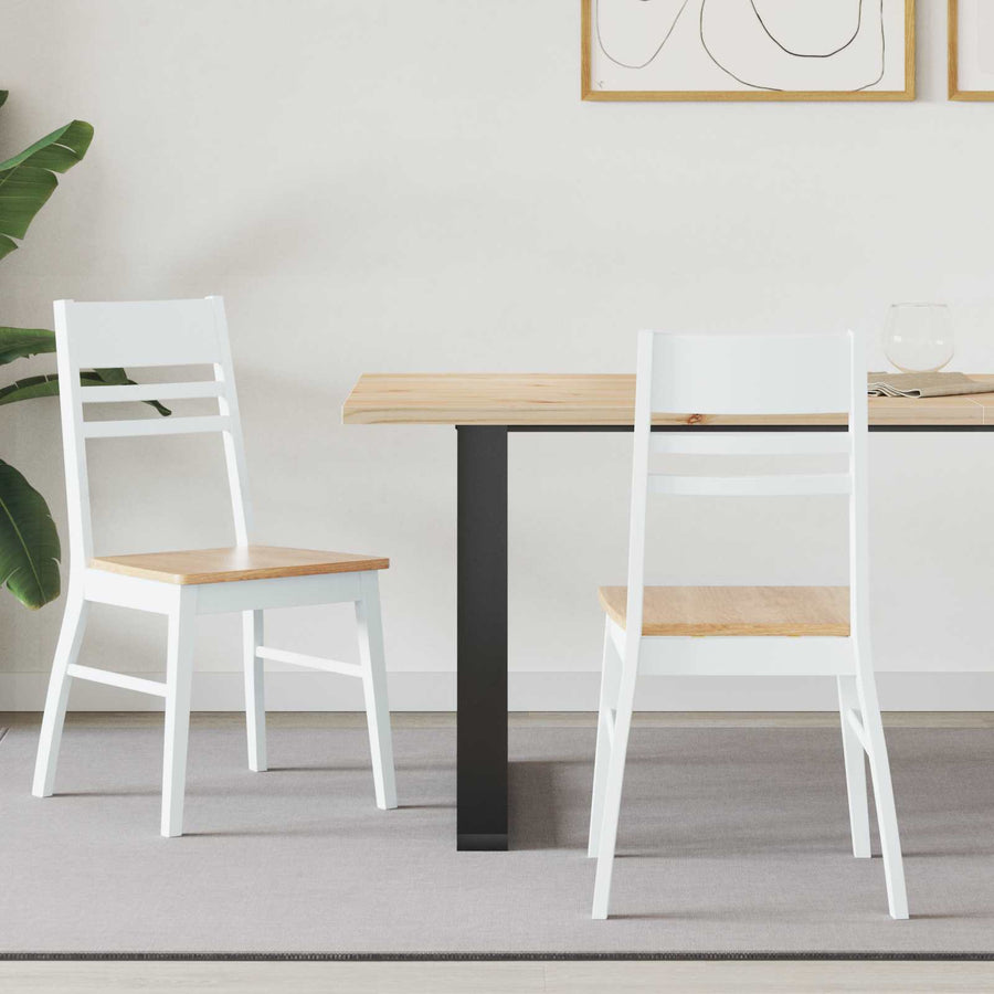 Eettafelstoelen 2 pcs Wit 43 x 54 x 89 cm Massief Rubberhout