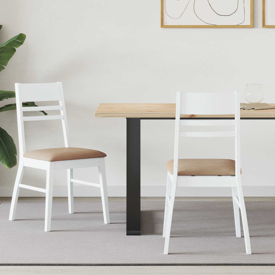 Eettafelstoelen 2 pcs Wit 43 x 54 x 89 cm Massief Rubberhout