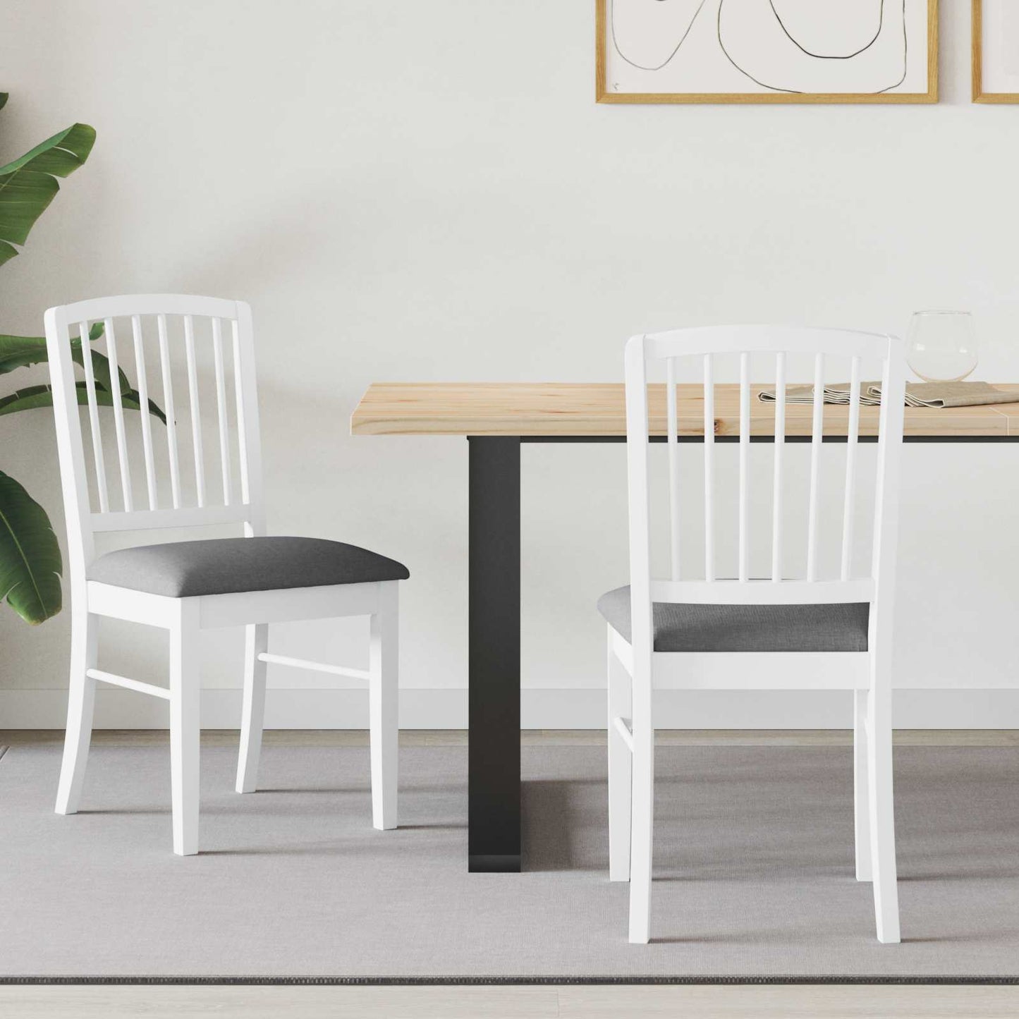 Eettafelstoelen 2 pcs Wit 50 x 52,5 x 91 cm Massief Rubberhout