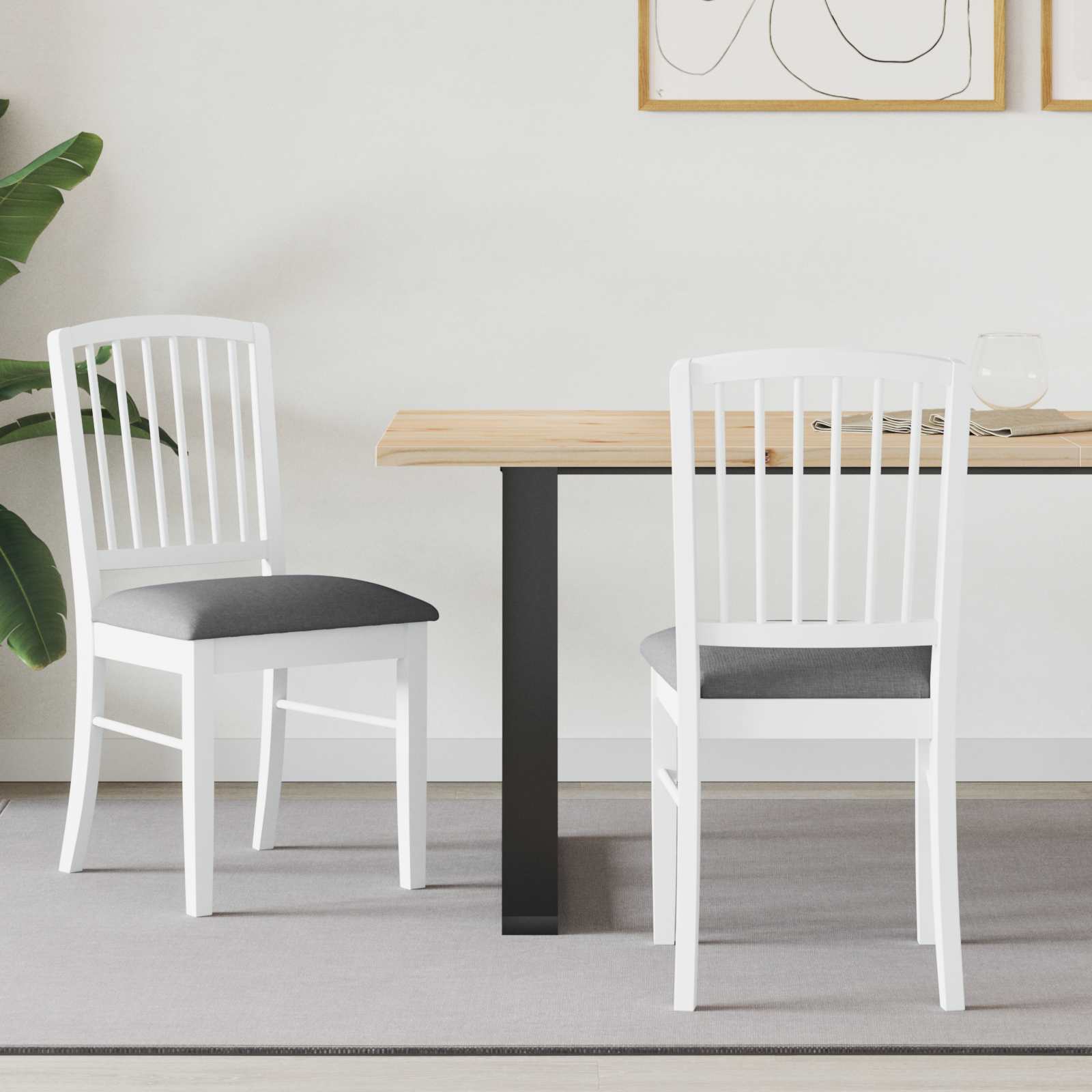 Eettafelstoelen 2 pcs Wit 50 x 52,5 x 91 cm Massief Rubberhout