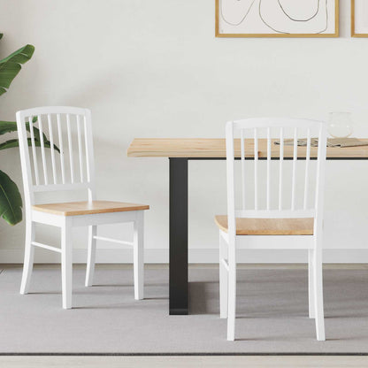 Eettafelstoelen 2 pcs Wit 50 x 52,5 x 91 cm Massief Rubberhout