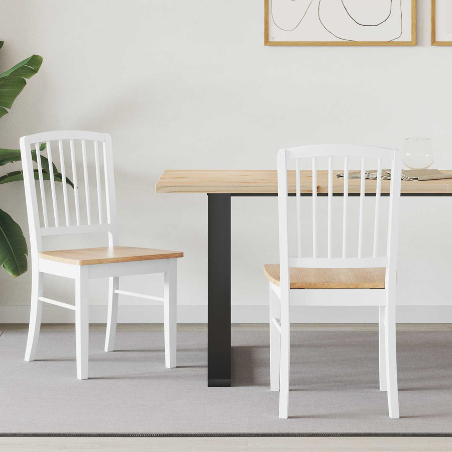 Eettafelstoelen 2 pcs Wit 50 x 52,5 x 91 cm Massief Rubberhout