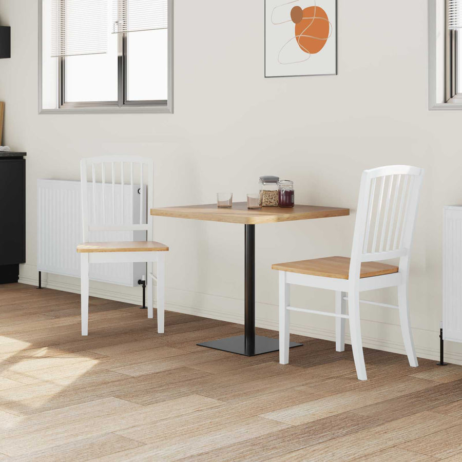 Eettafelstoelen 2 pcs Wit 50 x 52,5 x 91 cm Massief Rubberhout
