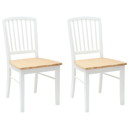Eettafelstoelen 2 pcs Wit 50 x 52,5 x 91 cm Massief Rubberhout