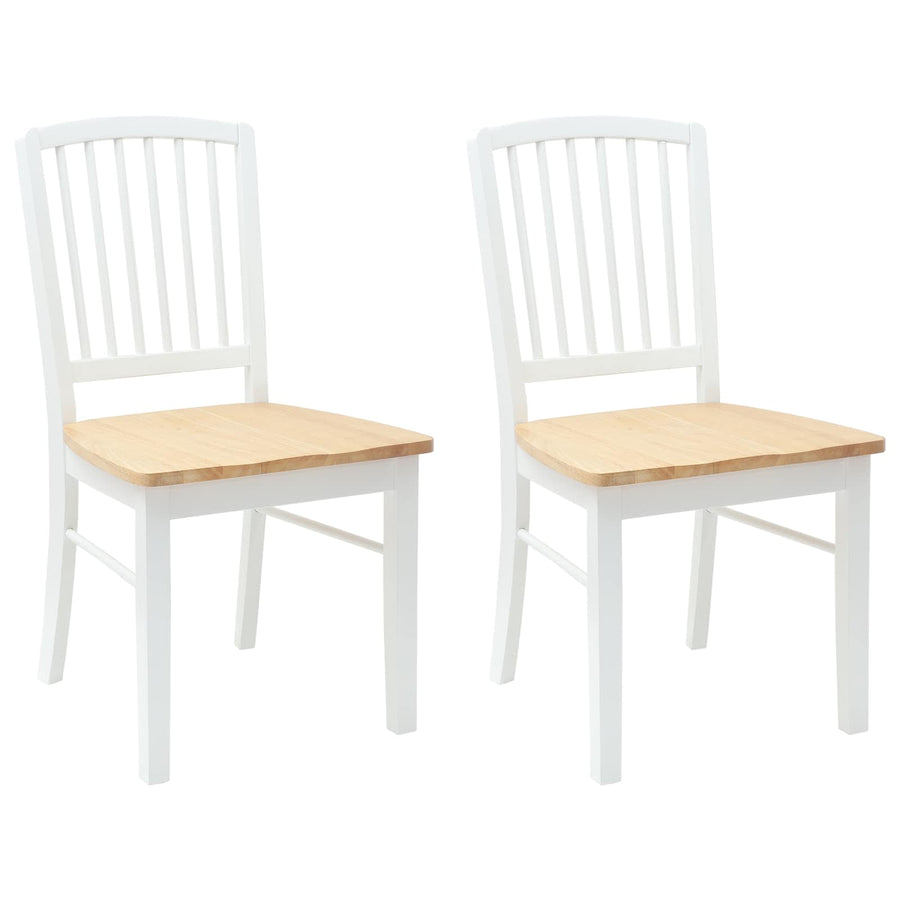 Eettafelstoelen 2 pcs Wit 50 x 52,5 x 91 cm Massief Rubberhout