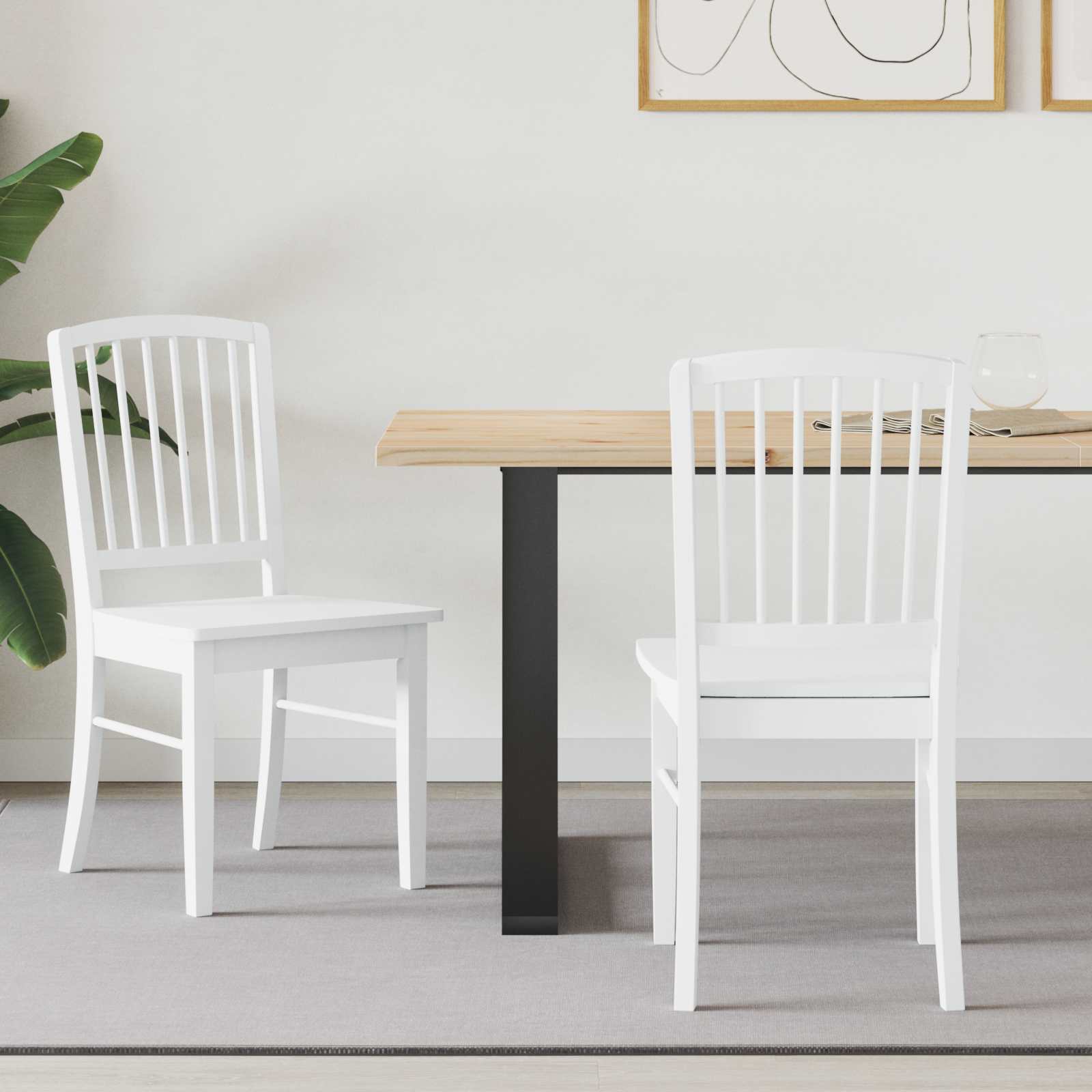 Eettafelstoelen 2 pcs Wit 50 x 52,5 x 91 cm Massief Rubberhout
