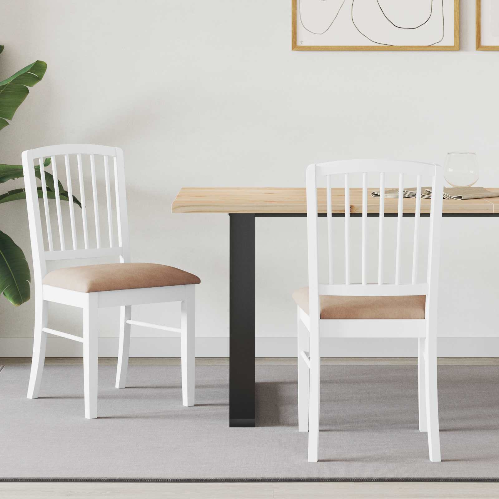 Eettafelstoelen 2 pcs Wit 50 x 52,5 x 91 cm Massief Rubberhout
