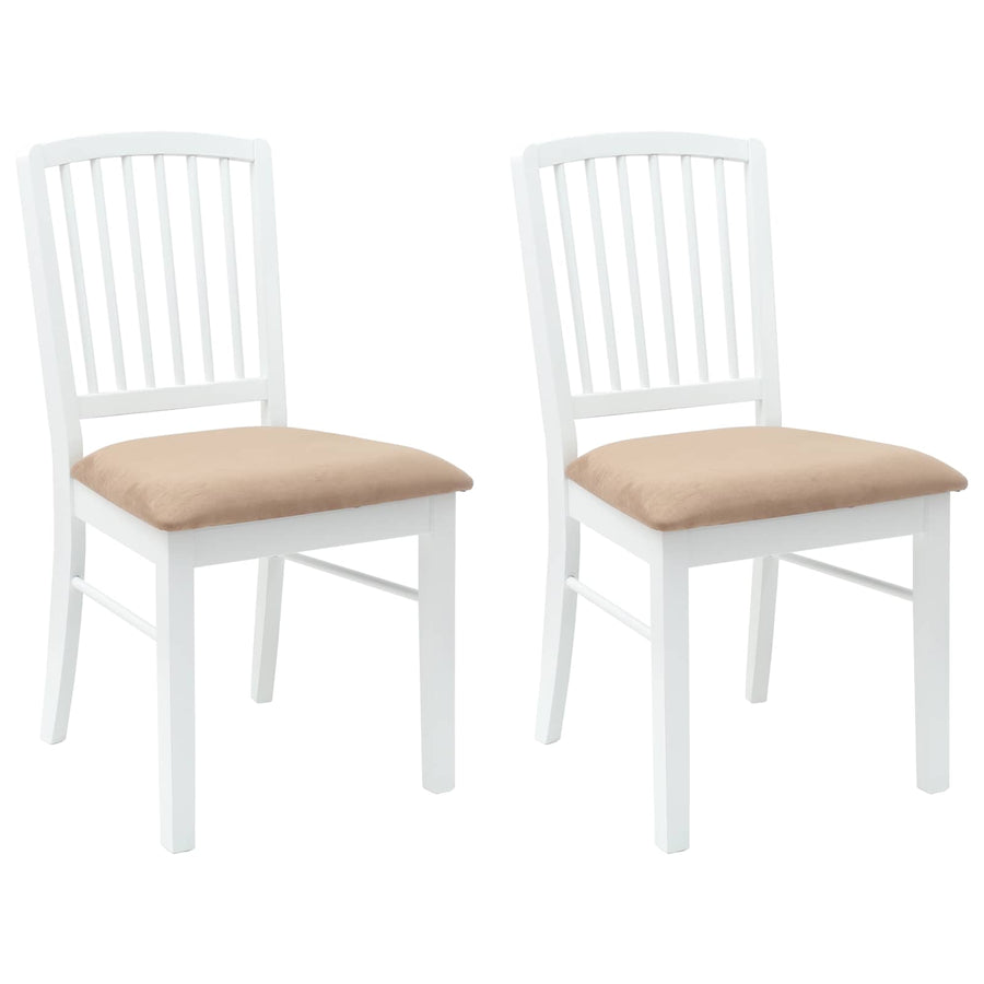 Eettafelstoelen 2 pcs Wit 50 x 52,5 x 91 cm Massief Rubberhout
