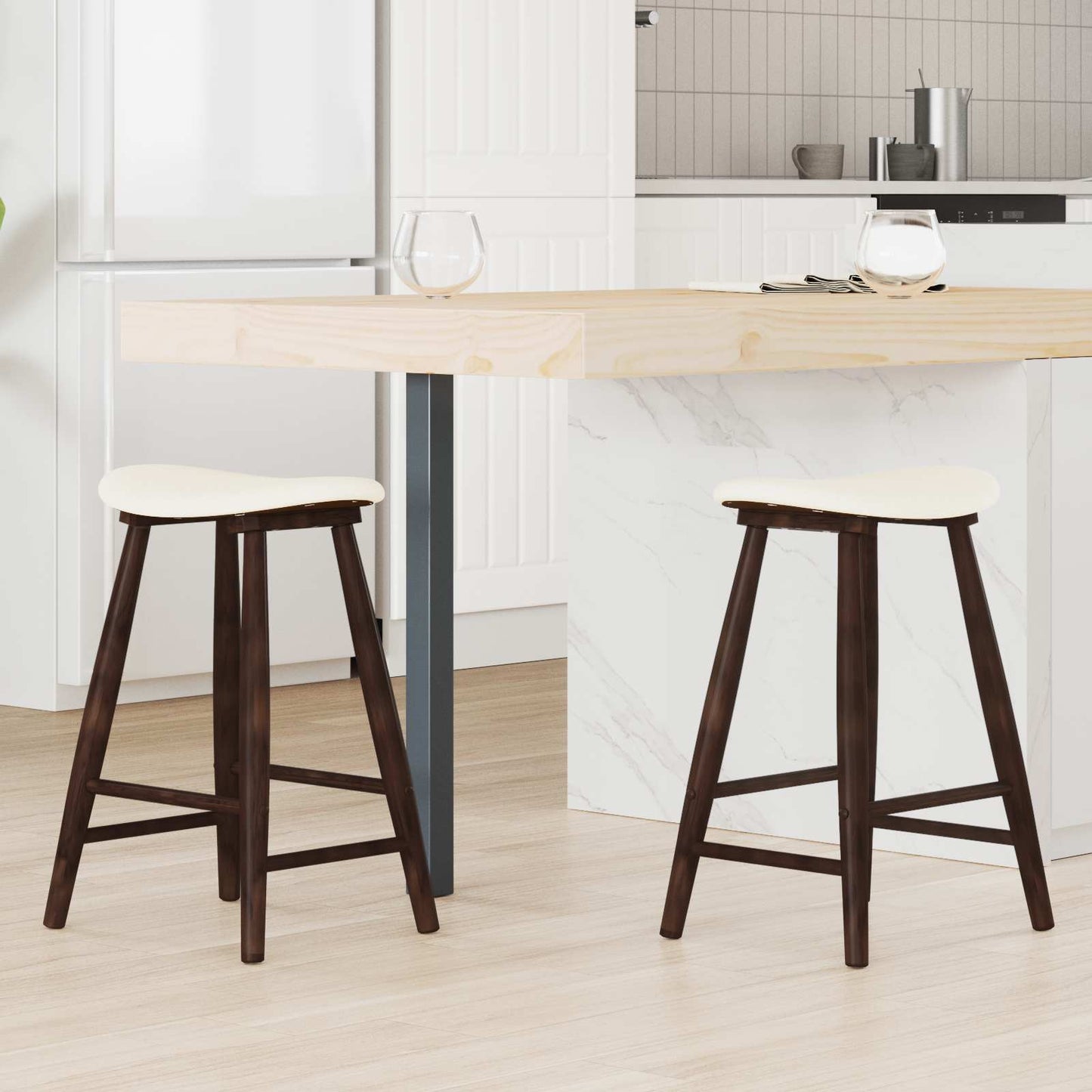 Eettafelstoelen 2 pcs Licht Bruin 46 x 37 x 63 cm