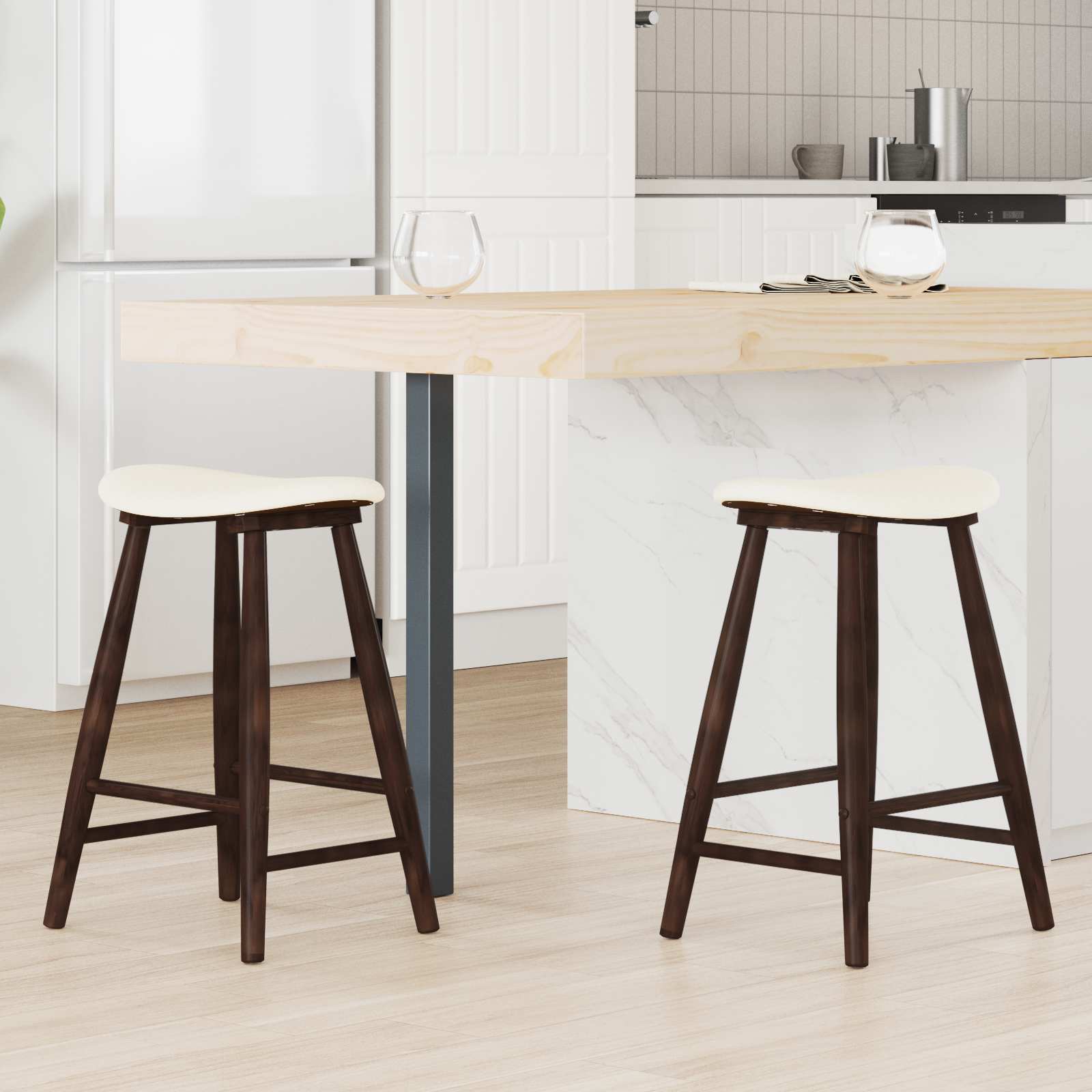 Eettafelstoelen 2 pcs Licht Bruin 46 x 37 x 63 cm