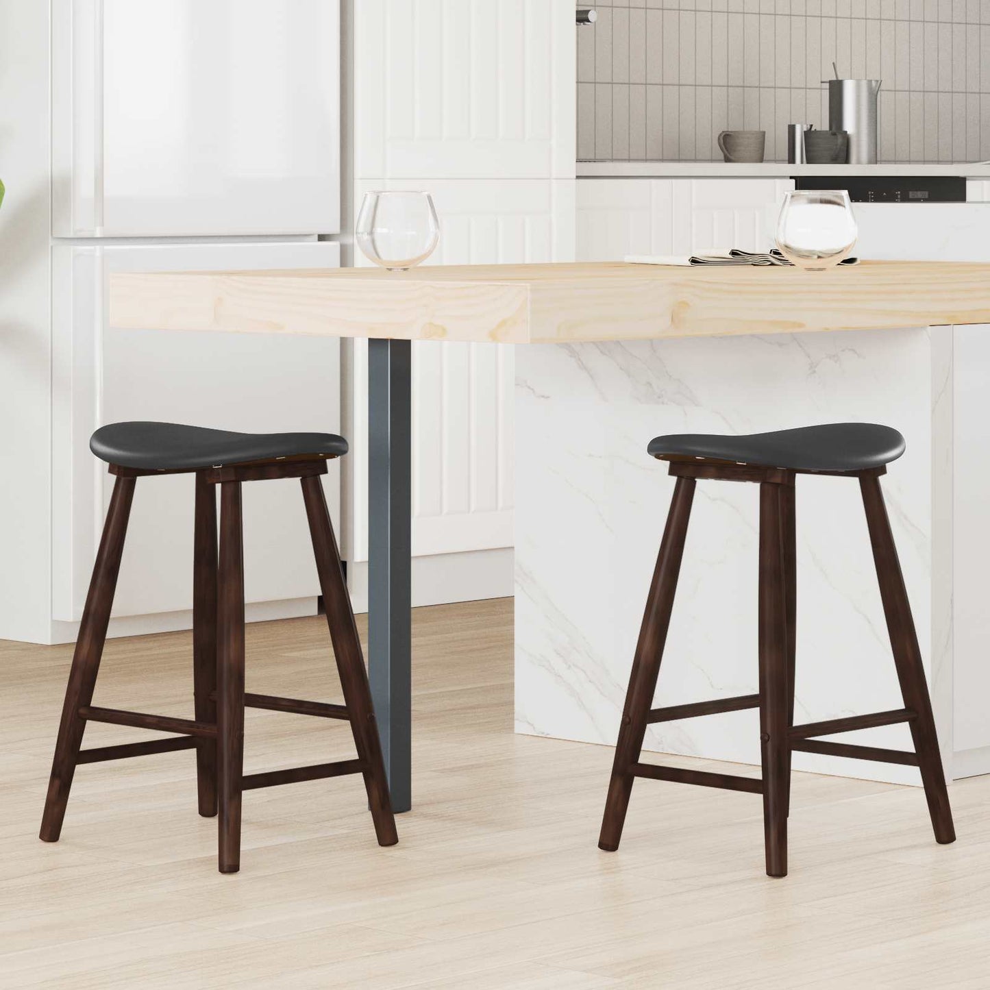 Eettafelstoelen 2 pcs Licht Bruin 46 x 37 x 63 cm