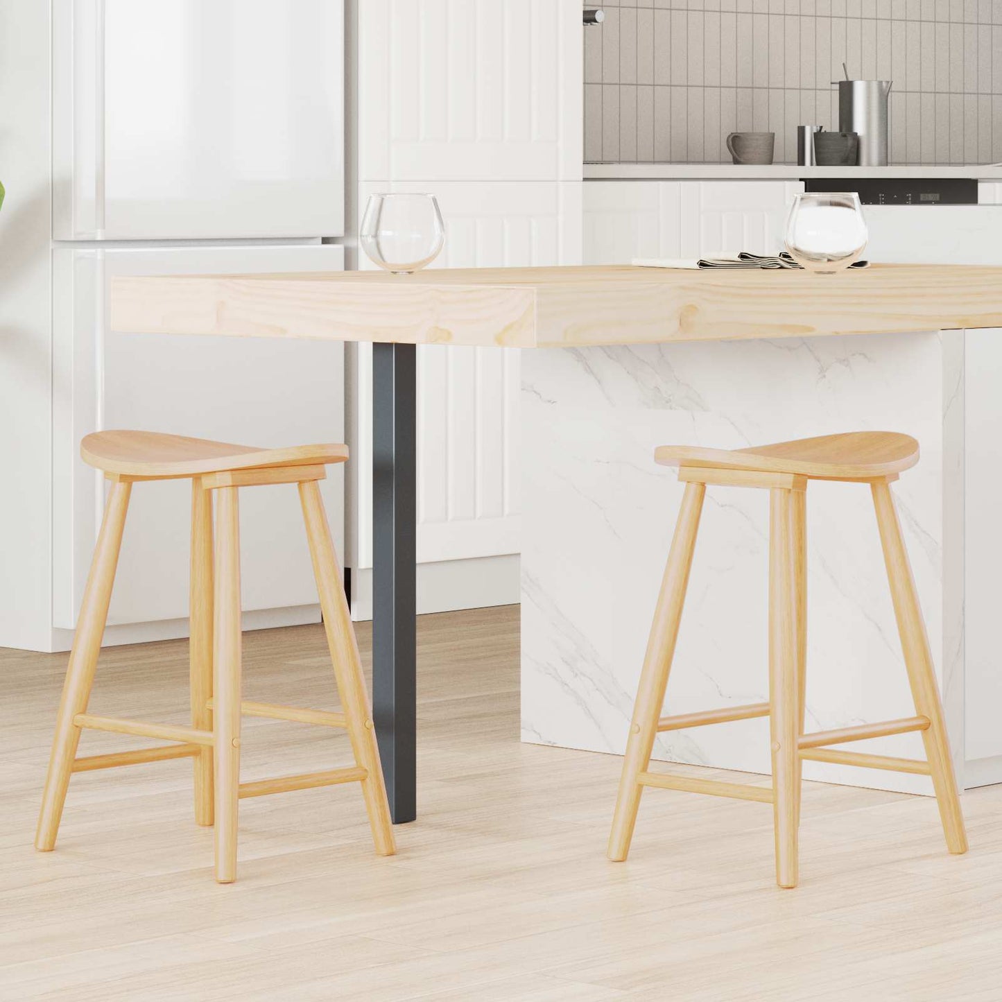 Eettafelstoelen 2 pcs Naturel 46 x 37 x 63 cm