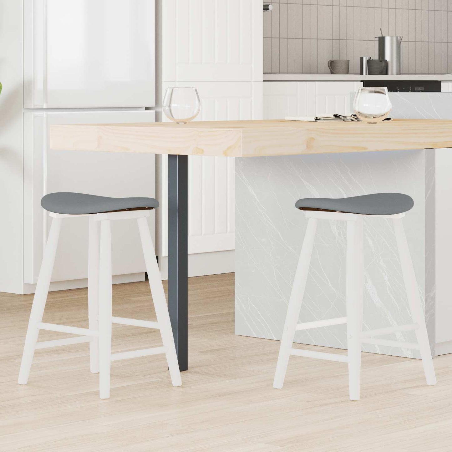 Eettafelstoelen 2 pcs Wit 46 x 37 x 63 cm Massief Rubberhout