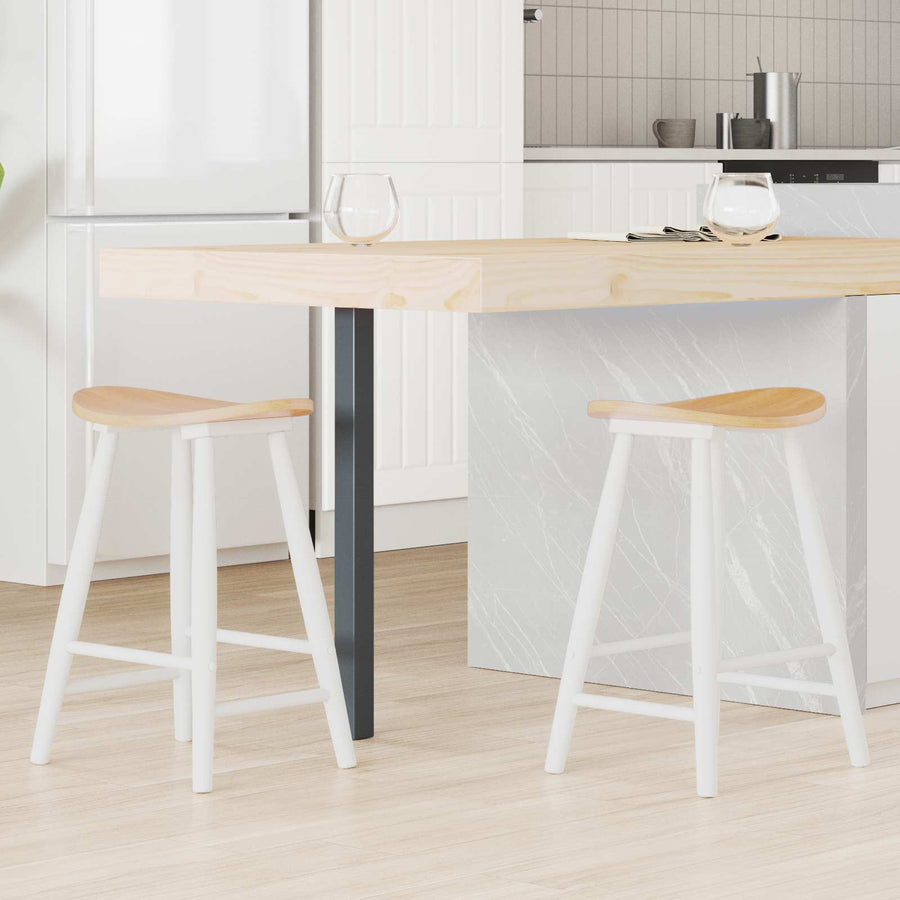 Eettafelstoelen 2 pcs Wit 46 x 37 x 63 cm Massief Rubberhout