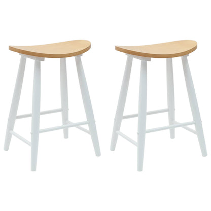 Eettafelstoelen 2 pcs Wit 46 x 37 x 63 cm Massief Rubberhout
