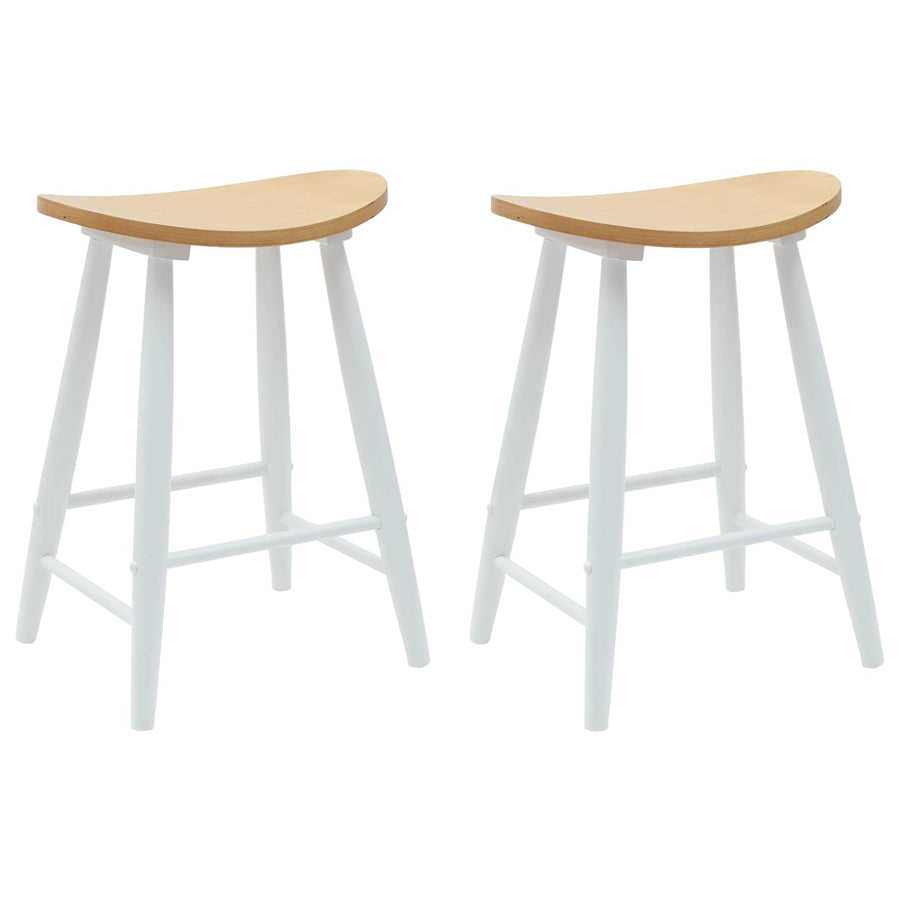 Eettafelstoelen 2 pcs Wit 46 x 37 x 63 cm Massief Rubberhout