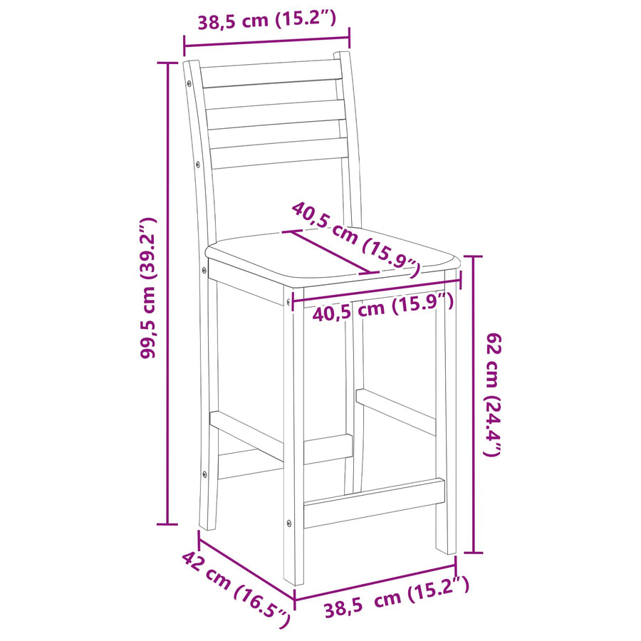 Eettafelstoelen 2 pcs Licht Bruin 40 x 47,5 x 99,5 cm
