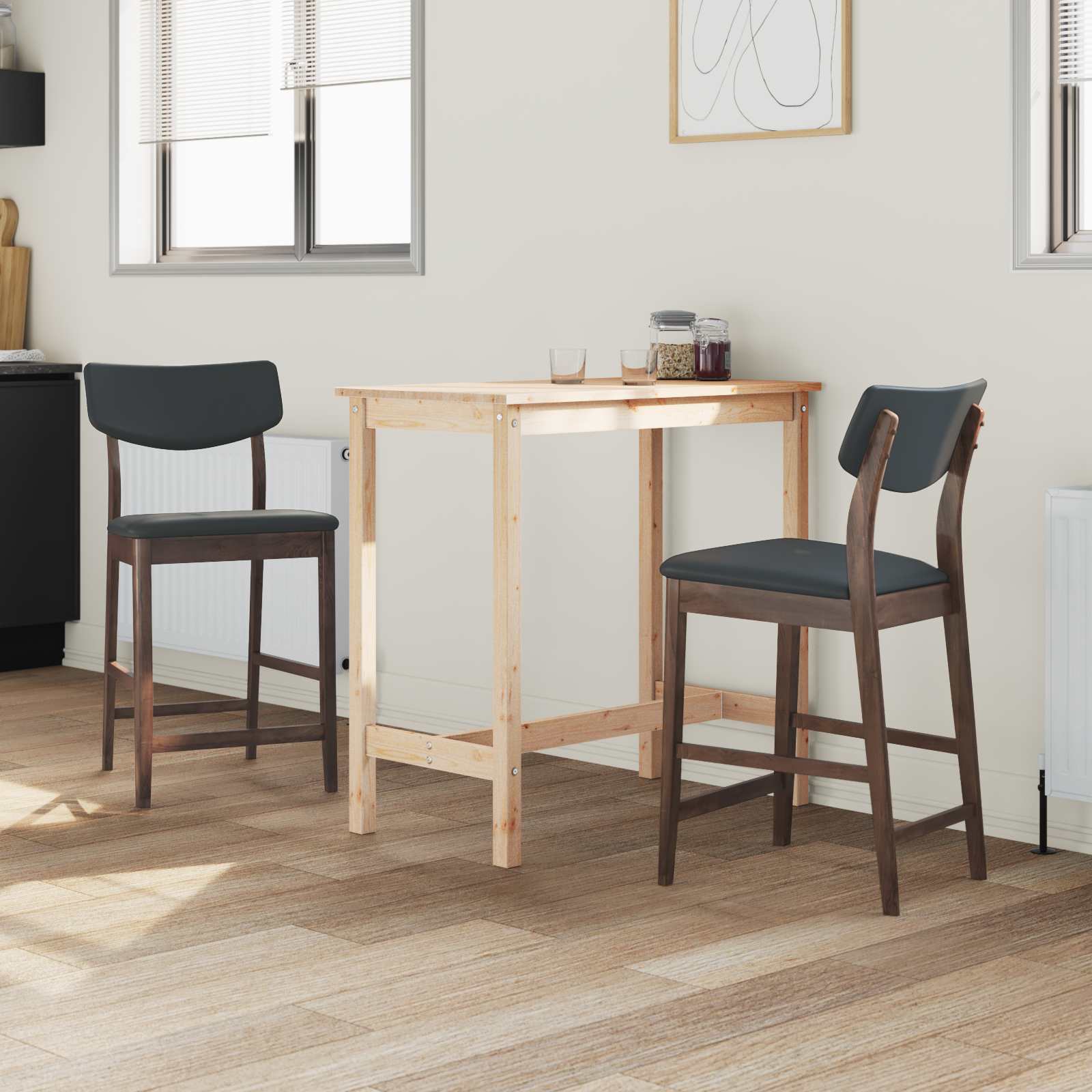 Eettafelstoelen 2 pcs Licht Bruin 48 x 49 x 95 cm