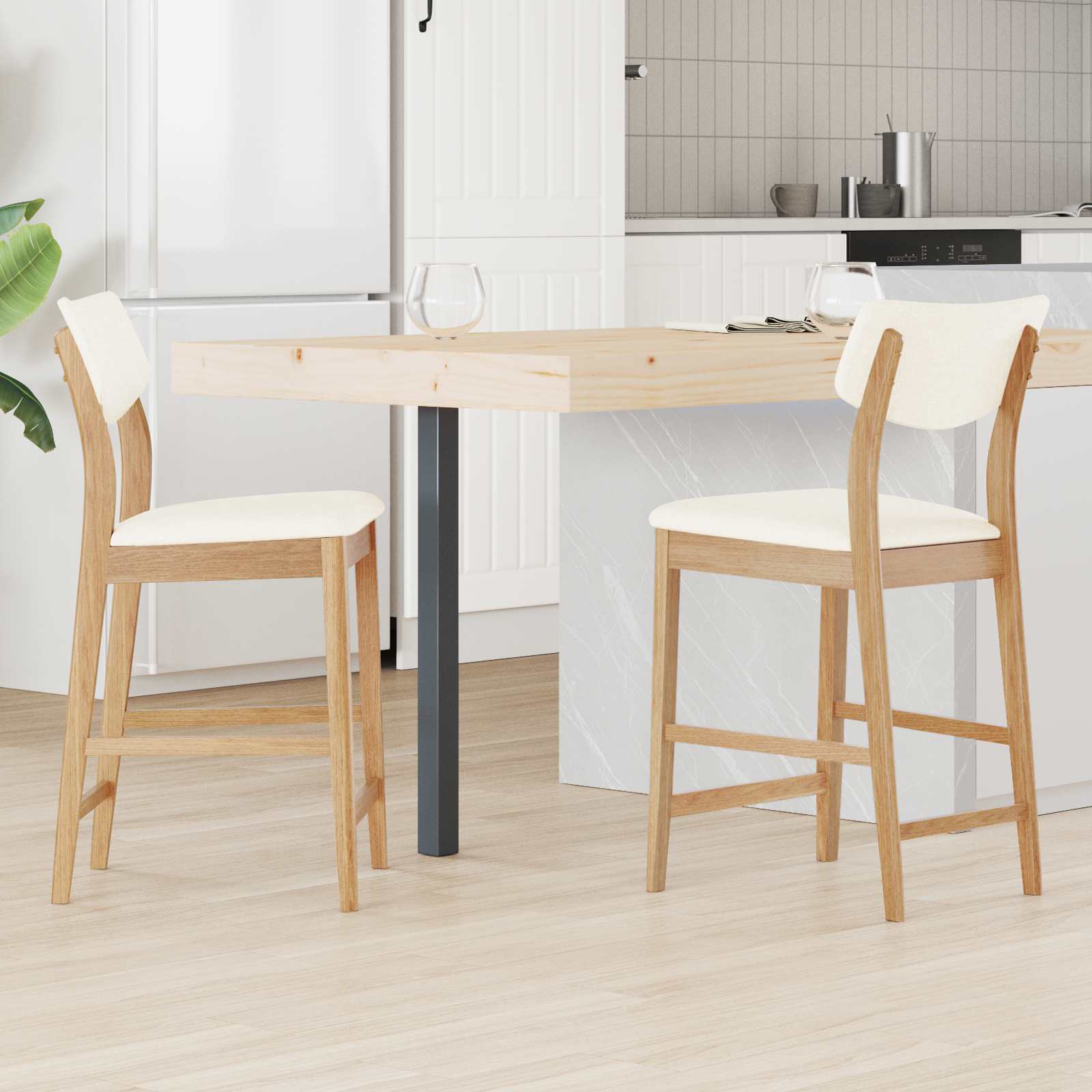 Eettafelstoelen 2 pcs Naturel 48 x 49 x 95 cm