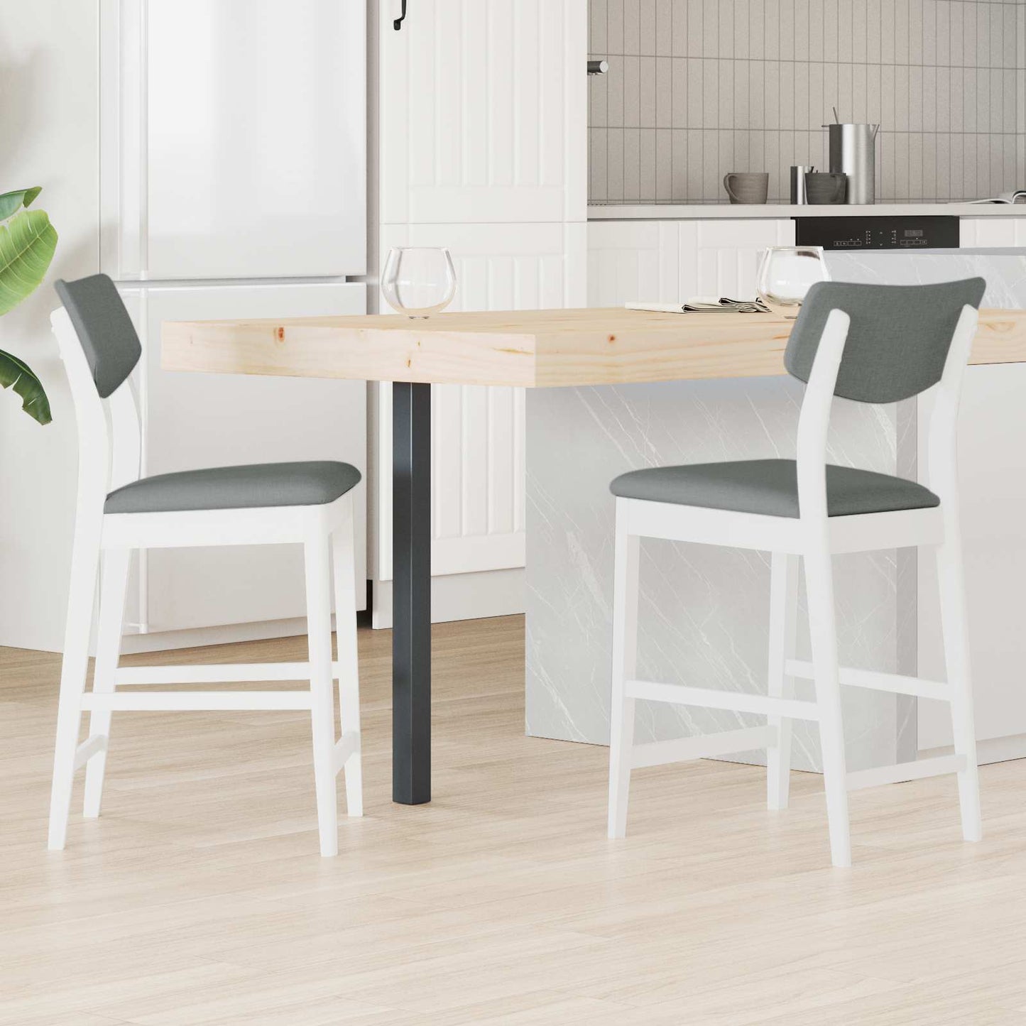 Eettafelstoelen 2 pcs Wit 48 x 49 x 95 cm Massief Rubberhout