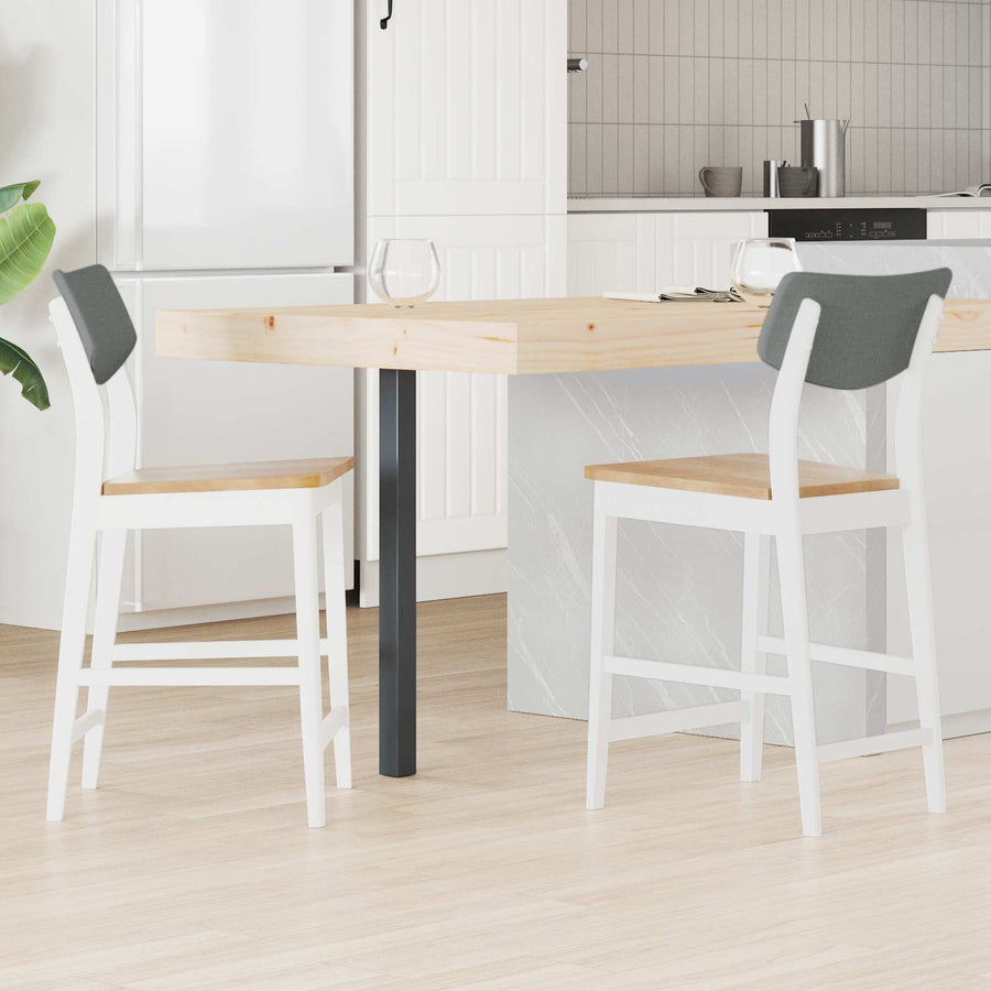 Eettafelstoelen 2 pcs Wit 48 x 49 x 95 cm Massief Rubberhout