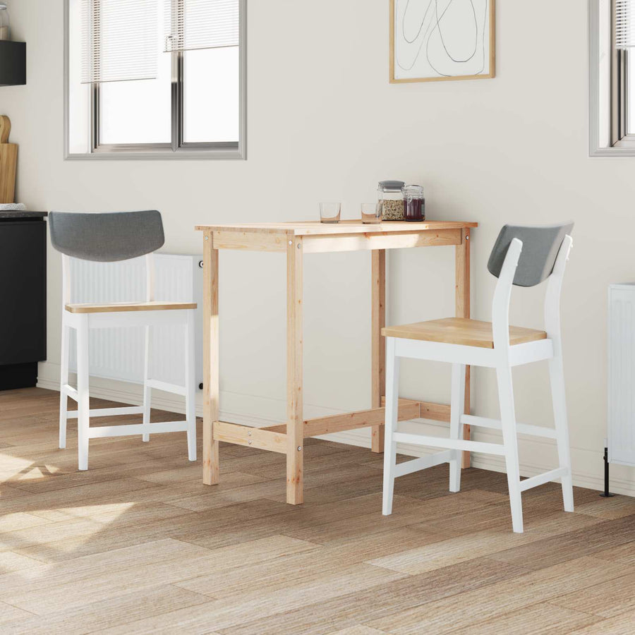 Eettafelstoelen 2 pcs Wit 48 x 49 x 95 cm Massief Rubberhout